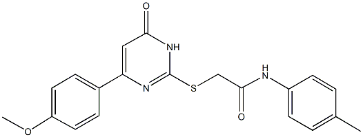 2-{[4-(4-methoxyphenyl)-6-oxo-1,6-dihydro-2-pyrimidinyl]sulfanyl}-N-(4-methylphenyl)acetamide Struktur