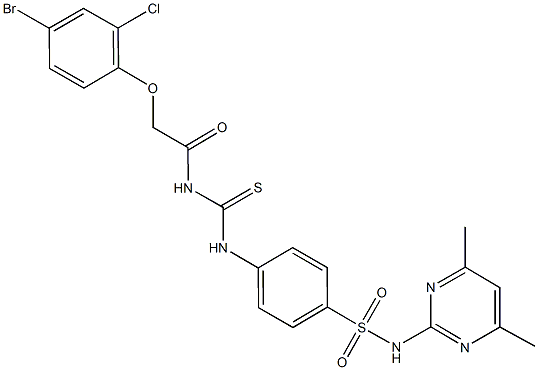 4-[({[(4-bromo-2-chlorophenoxy)acetyl]amino}carbothioyl)amino]-N-(4,6-dimethyl-2-pyrimidinyl)benzenesulfonamide Struktur