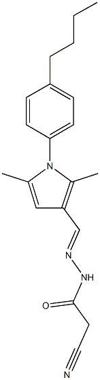 N'-{[1-(4-butylphenyl)-2,5-dimethyl-1H-pyrrol-3-yl]methylene}-2-cyanoacetohydrazide Struktur