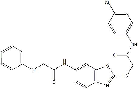 N-(2-{[2-(4-chloroanilino)-2-oxoethyl]sulfanyl}-1,3-benzothiazol-6-yl)-2-phenoxyacetamide Struktur