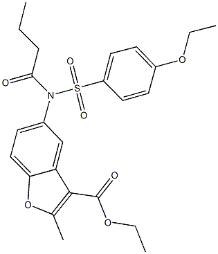 ethyl 5-{butyryl[(4-ethoxyphenyl)sulfonyl]amino}-2-methyl-1-benzofuran-3-carboxylate Struktur