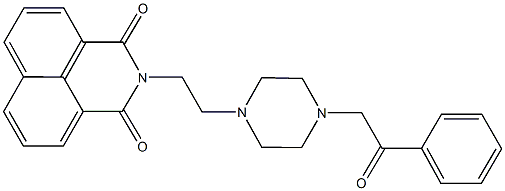 2-{2-[4-(2-oxo-2-phenylethyl)-1-piperazinyl]ethyl}-1H-benzo[de]isoquinoline-1,3(2H)-dione Struktur