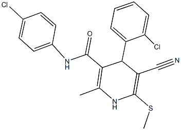 4-(2-chlorophenyl)-N-(4-chlorophenyl)-5-cyano-2-methyl-6-(methylsulfanyl)-1,4-dihydro-3-pyridinecarboxamide Struktur