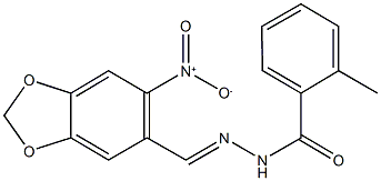 N'-({6-nitro-1,3-benzodioxol-5-yl}methylene)-2-methylbenzohydrazide Struktur