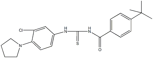 N-(4-tert-butylbenzoyl)-N'-[3-chloro-4-(1-pyrrolidinyl)phenyl]thiourea Struktur