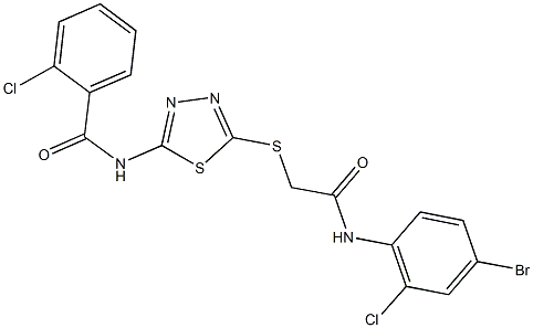 N-(5-{[2-(4-bromo-2-chloroanilino)-2-oxoethyl]sulfanyl}-1,3,4-thiadiazol-2-yl)-2-chlorobenzamide Struktur