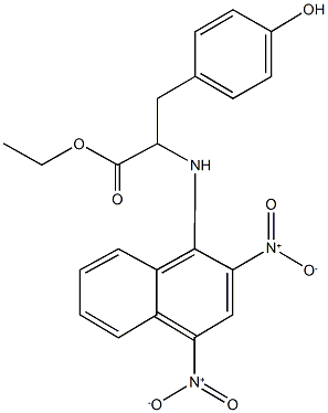 ethyl 2-({2,4-bisnitro-1-naphthyl}amino)-3-(4-hydroxyphenyl)propanoate Struktur