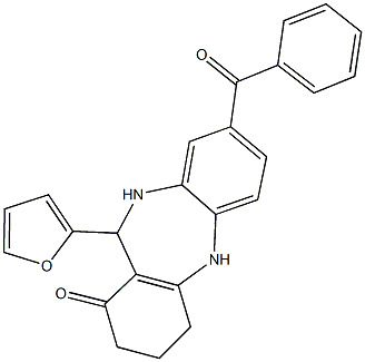 8-benzoyl-11-(2-furyl)-2,3,4,5,10,11-hexahydro-1H-dibenzo[b,e][1,4]diazepin-1-one Struktur