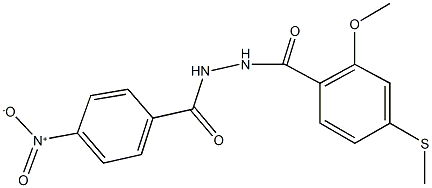 N'-{4-nitrobenzoyl}-2-methoxy-4-(methylsulfanyl)benzohydrazide Struktur