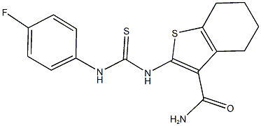 2-{[(4-fluoroanilino)carbothioyl]amino}-4,5,6,7-tetrahydro-1-benzothiophene-3-carboxamide Struktur