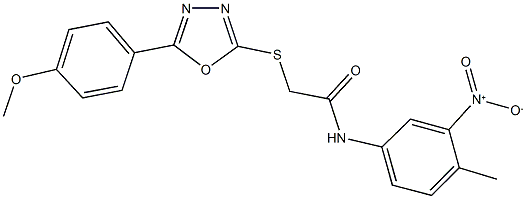 N-{3-nitro-4-methylphenyl}-2-({5-[4-(methyloxy)phenyl]-1,3,4-oxadiazol-2-yl}sulfanyl)acetamide Struktur