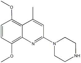 5,8-dimethoxy-4-methyl-2-(1-piperazinyl)quinoline Struktur