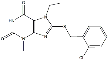 8-[(2-chlorobenzyl)sulfanyl]-7-ethyl-3-methyl-3,7-dihydro-1H-purine-2,6-dione Struktur