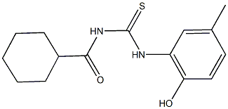 N-(cyclohexylcarbonyl)-N'-(2-hydroxy-5-methylphenyl)thiourea Struktur