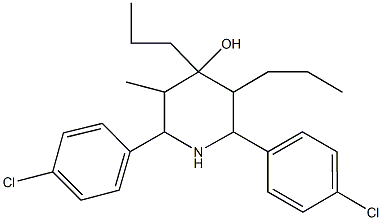 2,6-bis(4-chlorophenyl)-3-methyl-4,5-dipropyl-4-piperidinol Struktur