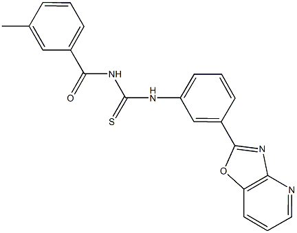 N-[(3-methylphenyl)carbonyl]-N'-(3-[1,3]oxazolo[4,5-b]pyridin-2-ylphenyl)thiourea Struktur