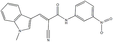 2-cyano-N-{3-nitrophenyl}-3-(1-methyl-1H-indol-3-yl)acrylamide Struktur