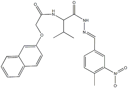 N-{1-[(2-{3-nitro-4-methylbenzylidene}hydrazino)carbonyl]-2-methylpropyl}-2-(2-naphthyloxy)acetamide Struktur