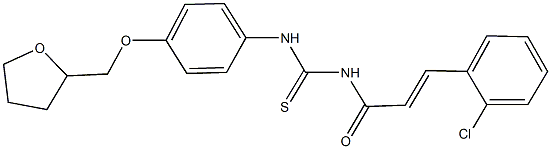 N-[3-(2-chlorophenyl)acryloyl]-N'-[4-(tetrahydro-2-furanylmethoxy)phenyl]thiourea Struktur