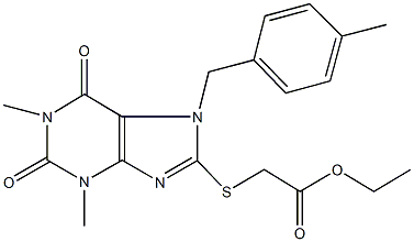 ethyl {[1,3-dimethyl-7-(4-methylbenzyl)-2,6-dioxo-2,3,6,7-tetrahydro-1H-purin-8-yl]sulfanyl}acetate Struktur