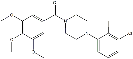 1-(3-chloro-2-methylphenyl)-4-(3,4,5-trimethoxybenzoyl)piperazine Struktur