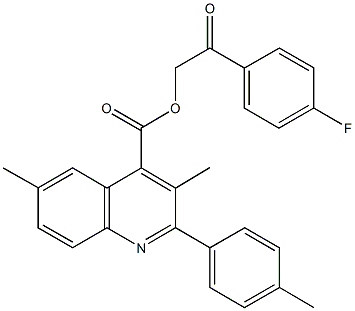 2-(4-fluorophenyl)-2-oxoethyl 3,6-dimethyl-2-(4-methylphenyl)-4-quinolinecarboxylate Struktur