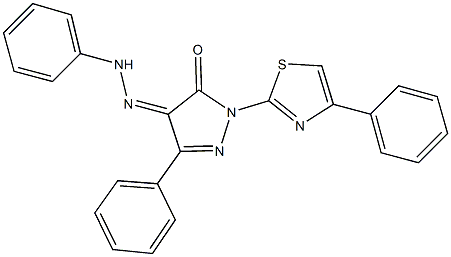 3-phenyl-1-(4-phenyl-1,3-thiazol-2-yl)-1H-pyrazole-4,5-dione 4-(phenylhydrazone) Struktur