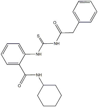 N-cyclohexyl-2-({[(phenylacetyl)amino]carbothioyl}amino)benzamide Struktur