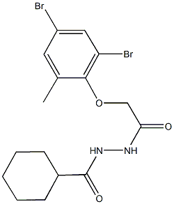 N'-(cyclohexylcarbonyl)-2-(2,4-dibromo-6-methylphenoxy)acetohydrazide Struktur