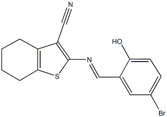 2-[(5-bromo-2-hydroxybenzylidene)amino]-4,5,6,7-tetrahydro-1-benzothiophene-3-carbonitrile Struktur