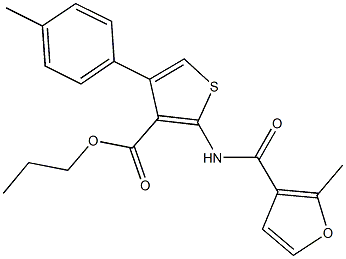 propyl 2-[(2-methyl-3-furoyl)amino]-4-(4-methylphenyl)thiophene-3-carboxylate Struktur