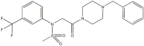 N-[2-(4-benzyl-1-piperazinyl)-2-oxoethyl]-N-[3-(trifluoromethyl)phenyl]methanesulfonamide Struktur