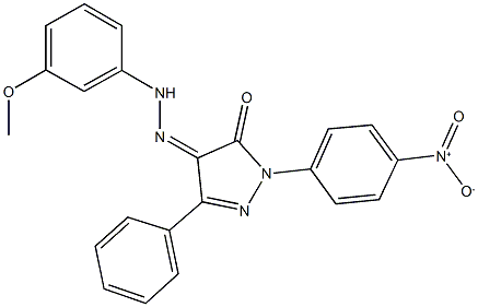 1-{4-nitrophenyl}-3-phenyl-1H-pyrazole-4,5-dione 4-[(3-methoxyphenyl)hydrazone] Struktur