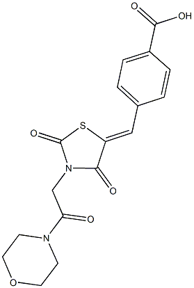 4-({3-[2-(4-morpholinyl)-2-oxoethyl]-2,4-dioxo-1,3-thiazolidin-5-ylidene}methyl)benzoic acid Struktur