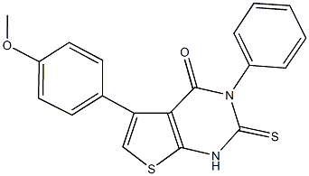 5-(4-methoxyphenyl)-3-phenyl-2-thioxo-2,3-dihydrothieno[2,3-d]pyrimidin-4(1H)-one Struktur