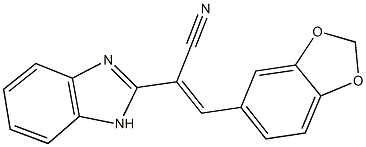 2-(1H-benzimidazol-2-yl)-3-(1,3-benzodioxol-5-yl)acrylonitrile Struktur