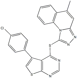 5-(4-chlorophenyl)thieno[2,3-d]pyrimidin-4-yl 5-methyl[1,2,4]triazolo[4,3-a]quinolin-1-yl sulfide Struktur