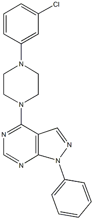 4-[4-(3-chlorophenyl)-1-piperazinyl]-1-phenyl-1H-pyrazolo[3,4-d]pyrimidine Struktur