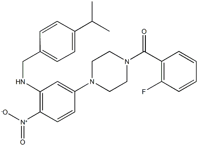 1-(2-fluorobenzoyl)-4-{4-nitro-3-[(4-isopropylbenzyl)amino]phenyl}piperazine Struktur