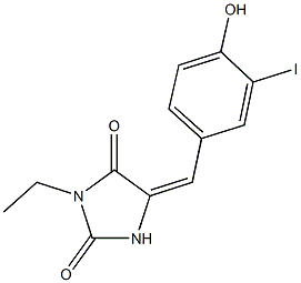 3-ethyl-5-(4-hydroxy-3-iodobenzylidene)-2,4-imidazolidinedione Struktur