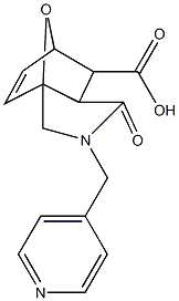 4-oxo-3-(4-pyridinylmethyl)-10-oxa-3-azatricyclo[5.2.1.0~1,5~]dec-8-ene-6-carboxylic acid Struktur