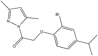 2-bromo-4-isopropylphenyl 2-(3,5-dimethyl-1H-pyrazol-1-yl)-2-oxoethyl ether Struktur