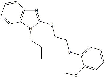 2-{[2-(2-methoxyphenoxy)ethyl]sulfanyl}-1-propyl-1H-benzimidazole Struktur