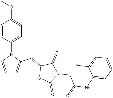 N-(2-fluorophenyl)-2-(5-{[1-(4-methoxyphenyl)-1H-pyrrol-2-yl]methylene}-2,4-dioxo-1,3-thiazolidin-3-yl)acetamide Struktur