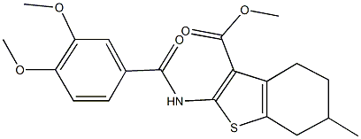 methyl 2-[(3,4-dimethoxybenzoyl)amino]-6-methyl-4,5,6,7-tetrahydro-1-benzothiophene-3-carboxylate Struktur