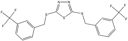 2,5-bis{[3-(trifluoromethyl)benzyl]sulfanyl}-1,3,4-thiadiazole Struktur