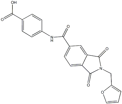 4-({[2-(2-furylmethyl)-1,3-dioxo-2,3-dihydro-1H-isoindol-5-yl]carbonyl}amino)benzoic acid Struktur