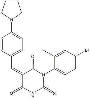 1-(4-bromo-2-methylphenyl)-5-[4-(1-pyrrolidinyl)benzylidene]-2-thioxodihydro-4,6(1H,5H)-pyrimidinedione Struktur