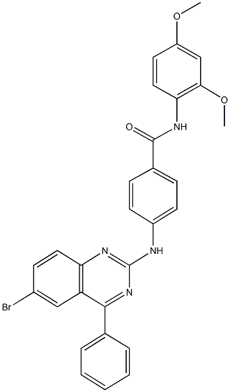 4-[(6-bromo-4-phenyl-2-quinazolinyl)amino]-N-(2,4-dimethoxyphenyl)benzamide Struktur