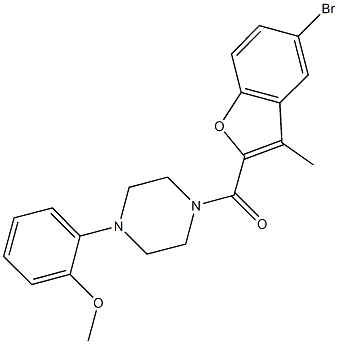 2-{4-[(5-bromo-3-methyl-1-benzofuran-2-yl)carbonyl]-1-piperazinyl}phenyl methyl ether Struktur